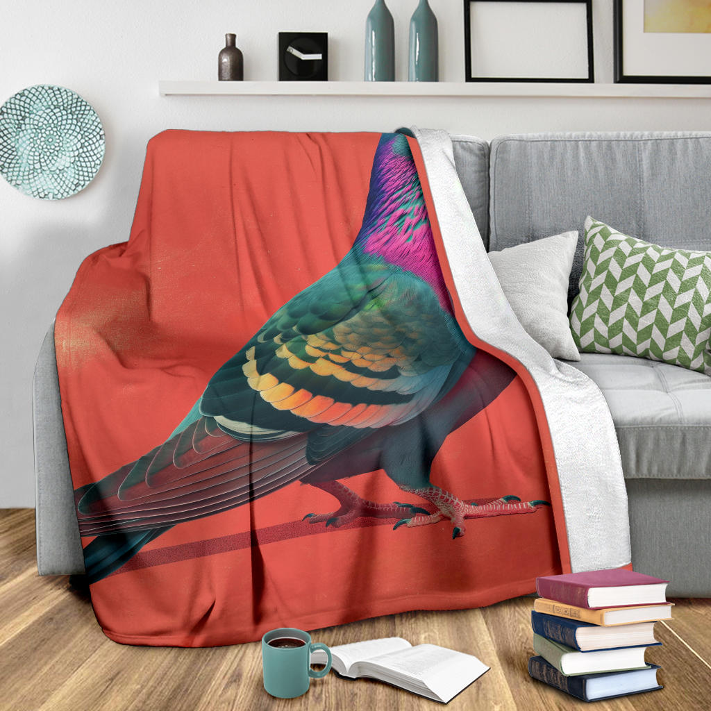 Pigeon Blanket, Trippy Psychedelics Pigeon Fleece Blanket, Pigeon Throw Blanket, Pigeon Gifts