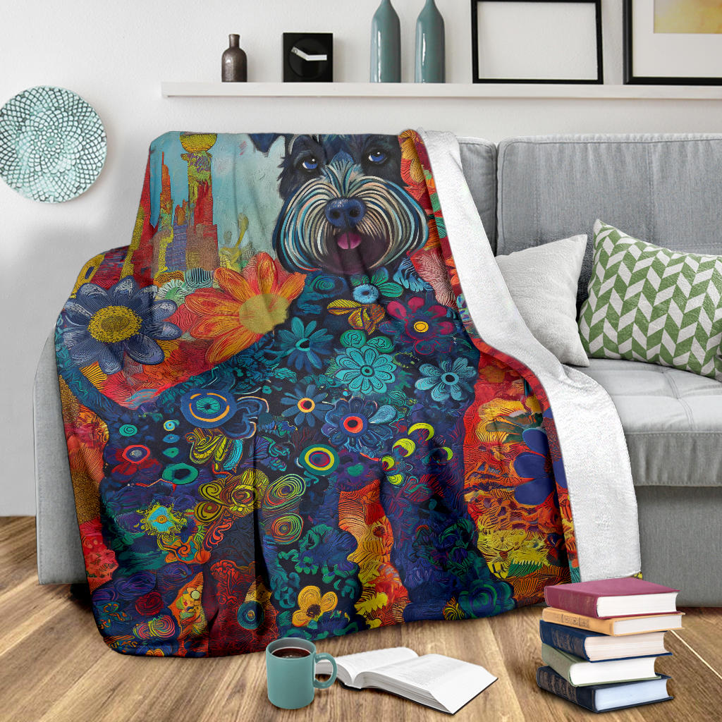 Kerry Blue Terrier Blanket, Trippy Psychedelics Kerry Blue Terrier Fleece Blanket, Kerry Blue Terrier Throw Blanket, Kerry Blue Terrier Gifts