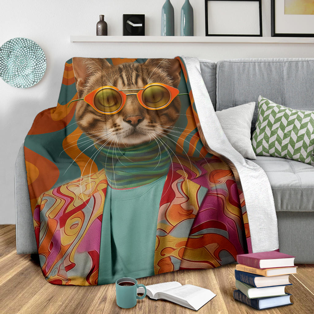 Ocicat Cat Blanket, Trippy Psychedelics Ocicat Cat Fleece Blanket, Ocicat Cat Throw Blanket, Ocicat Cat Gifts