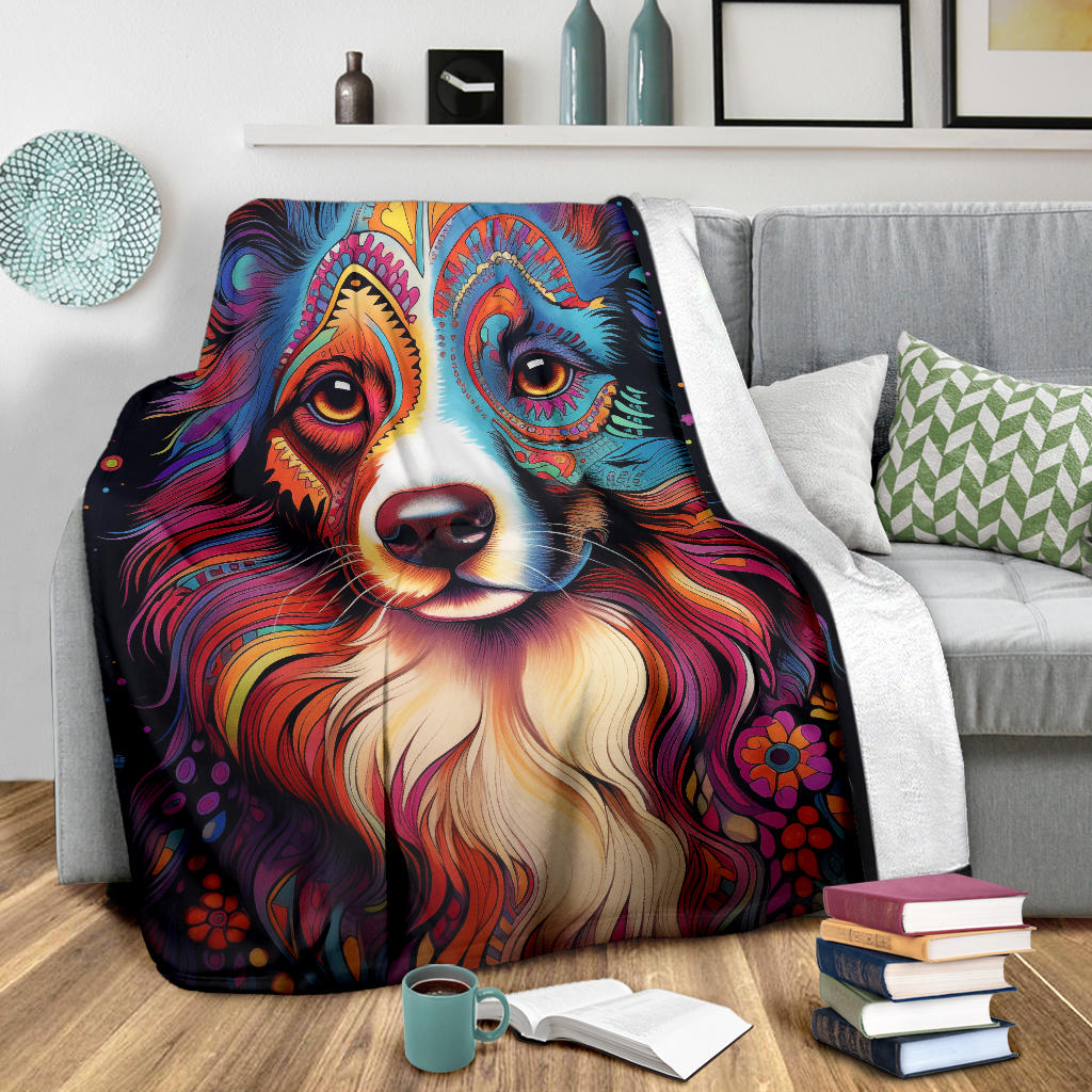 Australian Shepherd Blanket, Australian Shepherd Trippy Psychedelics Blanket, Australian Shepherd Gifts, Australian Shepherd Throw Blanket