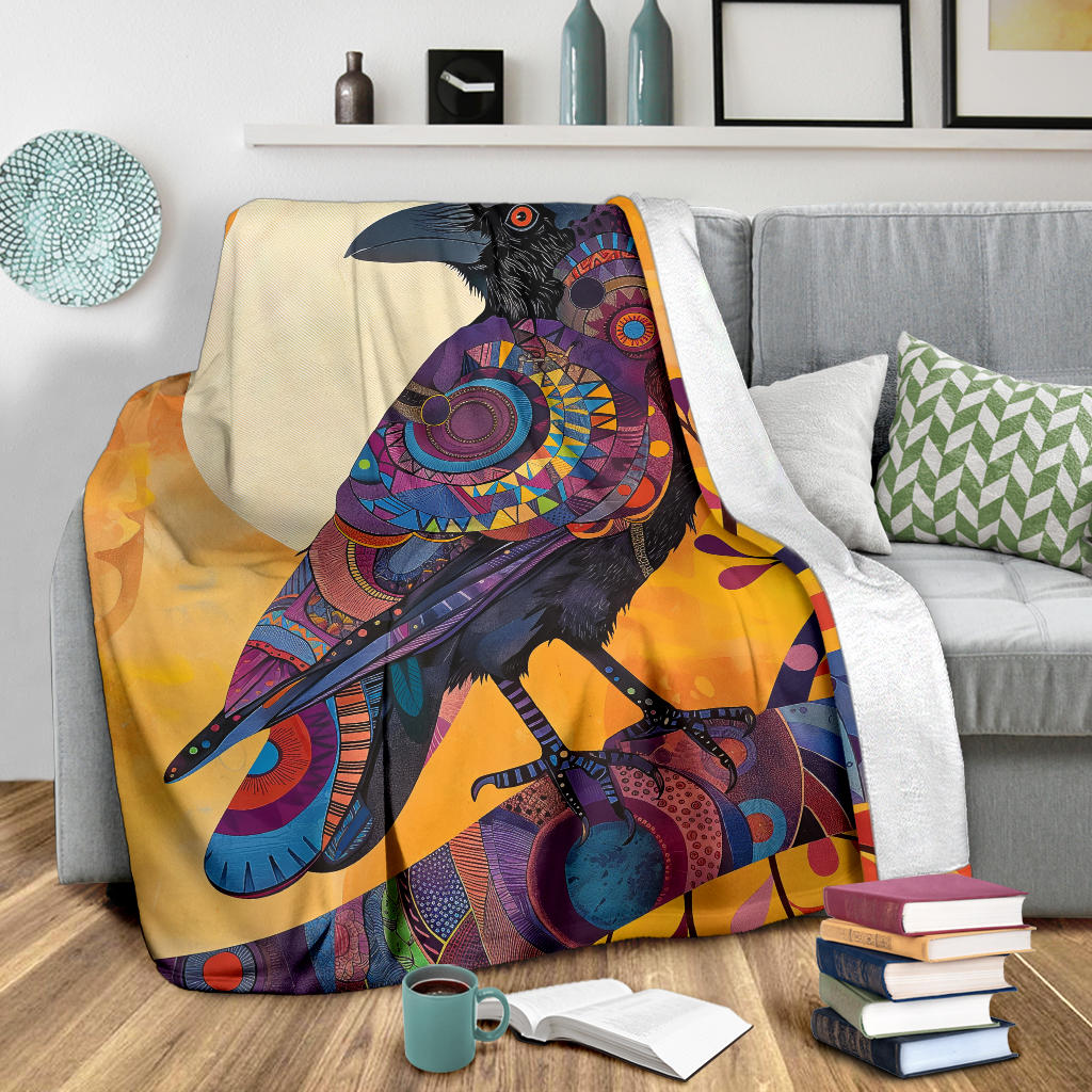 Crow bird Blanket, Trippy Psychedelics Crow bird Fleece Blanket, Crow bird Throw Blanket, Crow bird Gifts