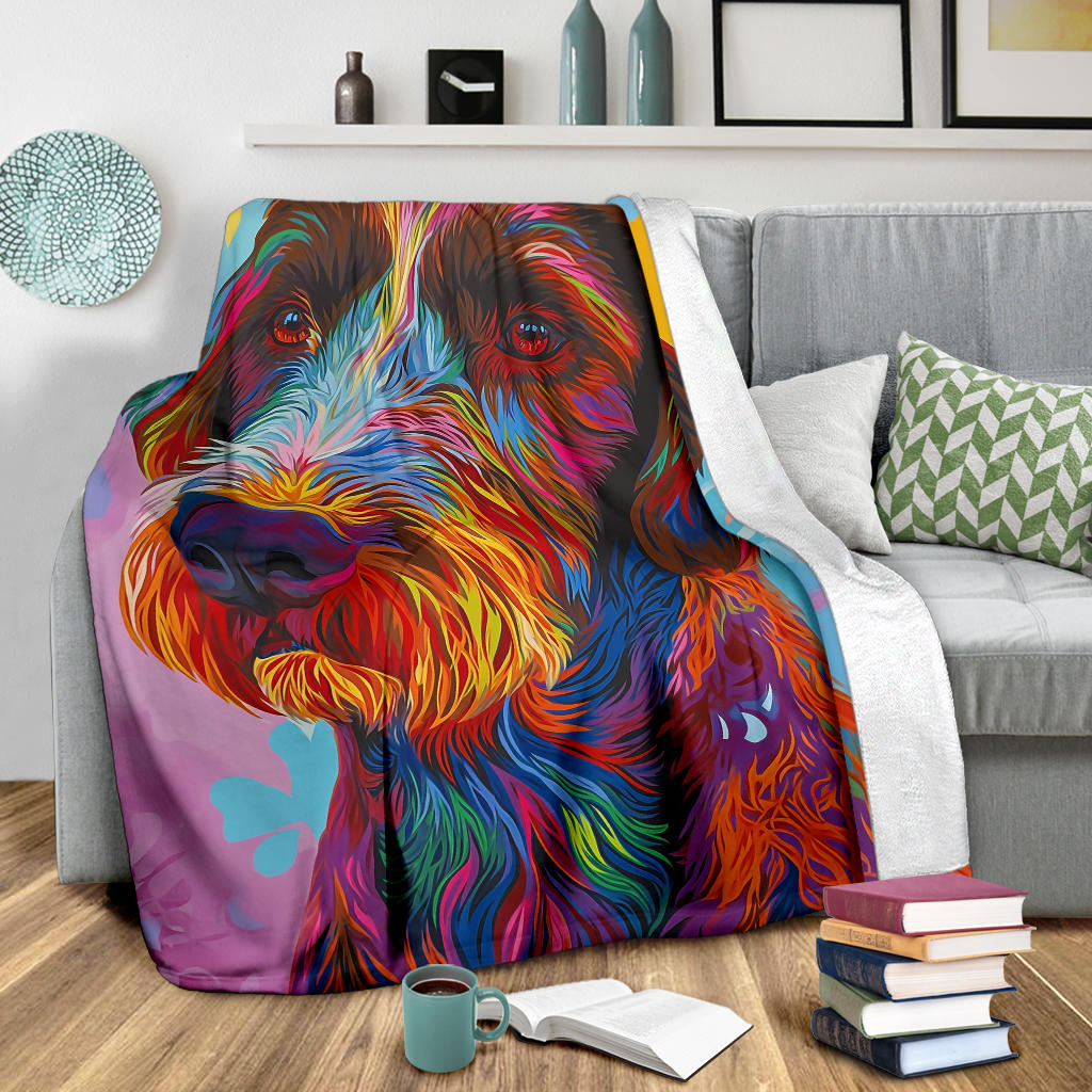 German Wirehaired Pointer Blanket, Trippy Psychedelics German Wirehaired Pointer Fleece Blanket, German Wirehaired Pointer Throw Blanket, German Wirehaired Pointer Gifts