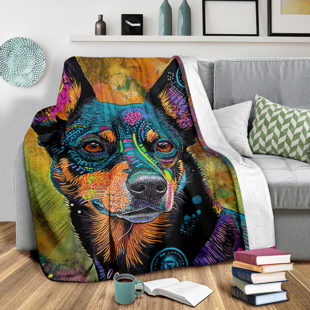 Lancashire Heeler Dog Blanket, Trippy Psychedelics Lancashire Heeler Dog Fleece Blanket, Lancashire Heeler Dog Throw Blanket, Lancashire Heeler Dog Gifts