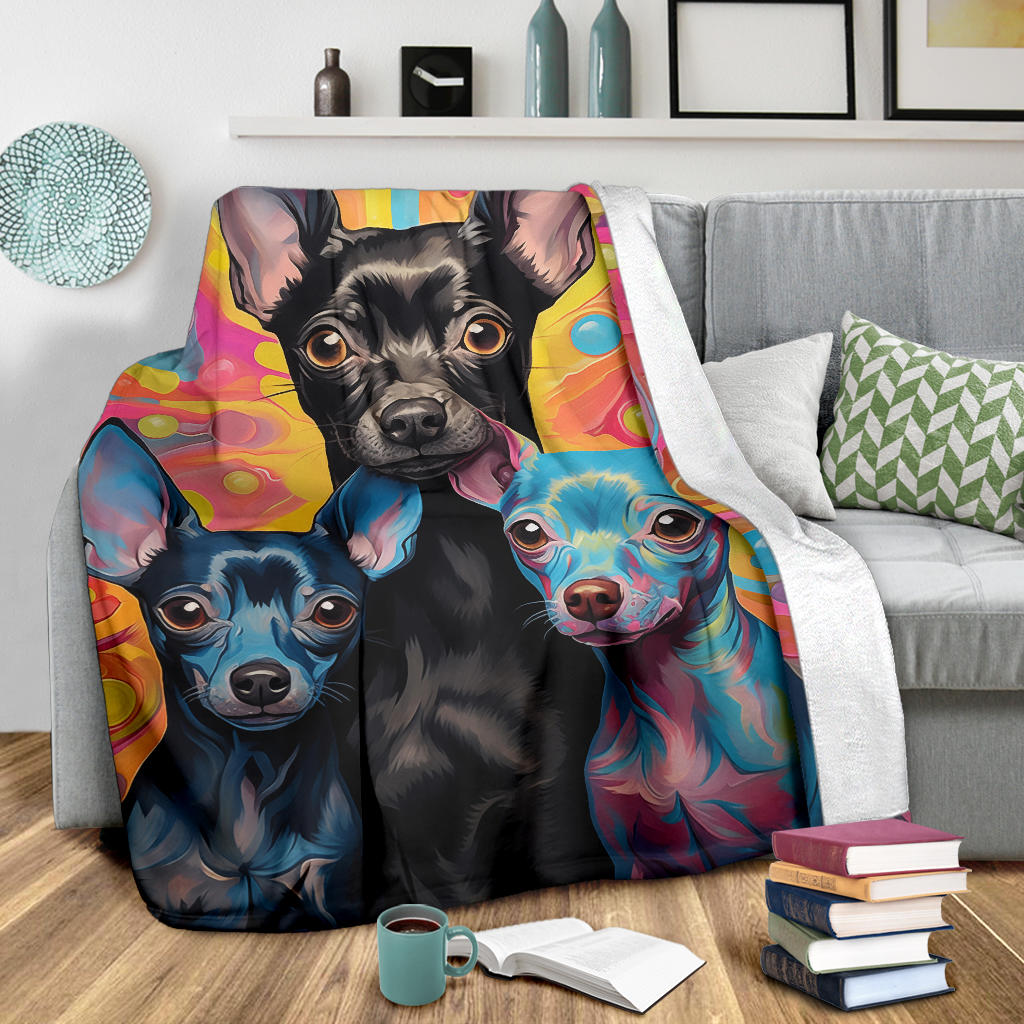 American Hairless Terrier Blanket, Trippy Psychedelics American Hairless Terrier Fleece Blanket, American Hairless Terrier Throw Blanket, American Hairless Terrier Gifts