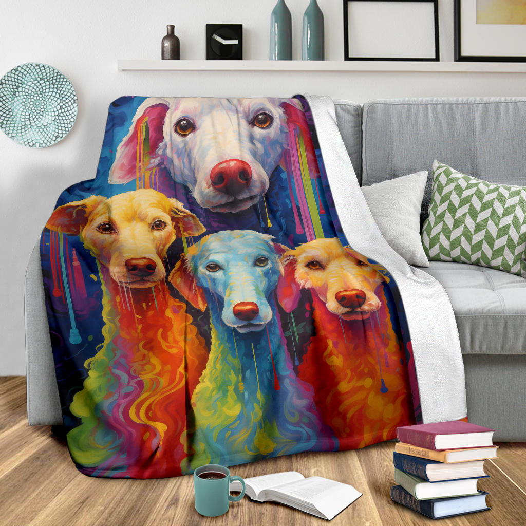 Bedlington Terrier Blanket, Trippy Psychedelics Bedlington Terrier Fleece Blanket, Bedlington Terrier Throw Blanket, Bedlington Terrier Gifts