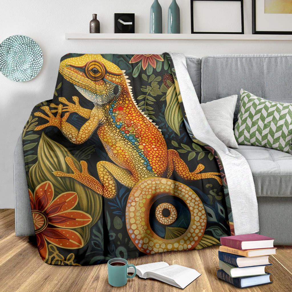 Lizard Blanket, Trippy Psychedelics Lizard Fleece Blanket, Lizard Throw Blanket, Lizard Gifts