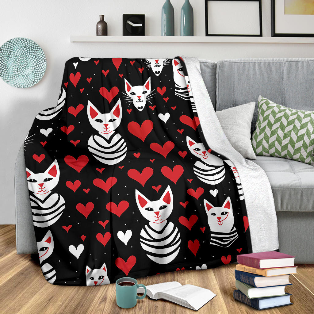 Sphynx Cat Hearts Blanket