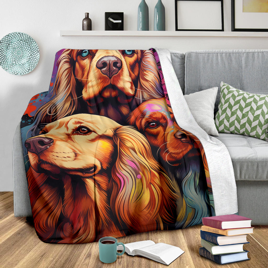 Sussex Spaniel Blanket, Trippy Psychedelics Sussex Spaniel Fleece Blanket, Sussex Spaniel Throw Blanket, Sussex Spaniel Gifts