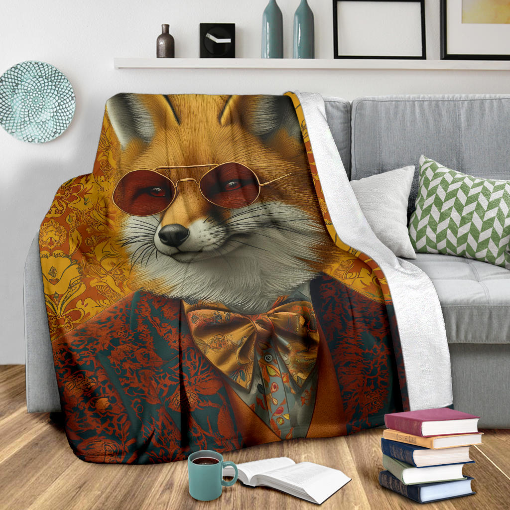 Fox Blanket, Trippy Psychedelics Fox Fleece Blanket, Fox Throw Blanket, Fox Gifts