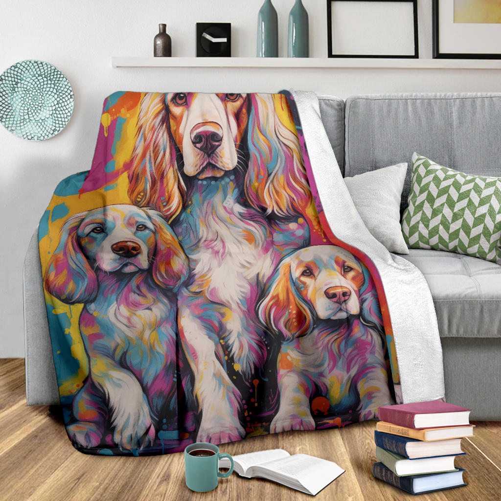 Clumber Spaniel Blanket, Trippy Psychedelics Clumber Spaniel Fleece Blanket, Clumber Spaniel Throw Blanket, Clumber Spaniel Gifts