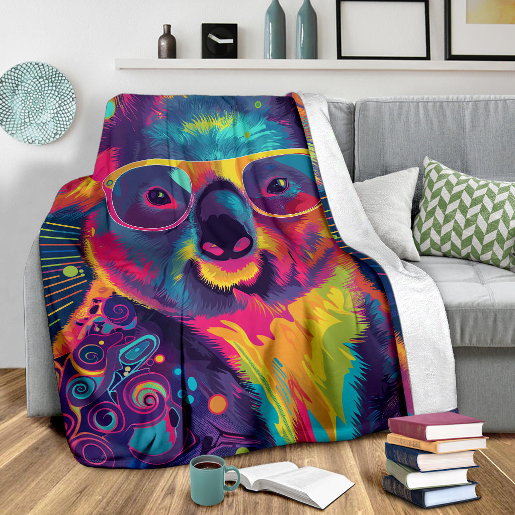 Koala animal Blanket, Trippy Psychedelics Koala animal Fleece Blanket, Koala animal Throw Blanket, Koala animal Gifts