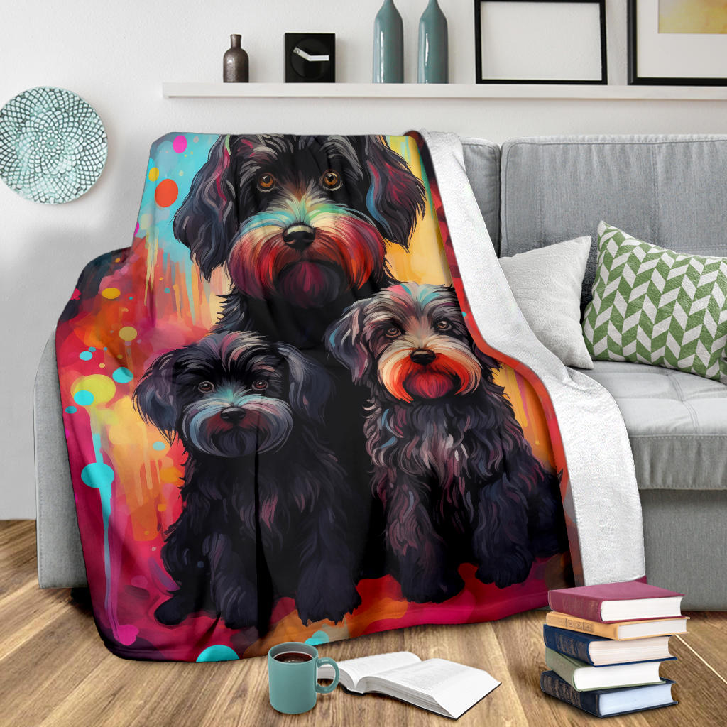 Black Russian Terrier Blanket, Trippy Psychedelics Black Russian Terrier Fleece Blanket, Black Russian Terrier Throw Blanket, Black Russian Terrier Gifts