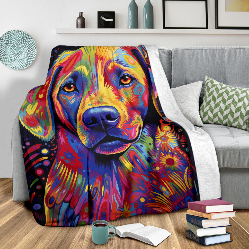 Trippy Psychedelics Labrador Retriever Blanket, Labrador Retriever Throw Blanket, Labrador Retriever Fleece Blanket, Labrador Retriever Gift