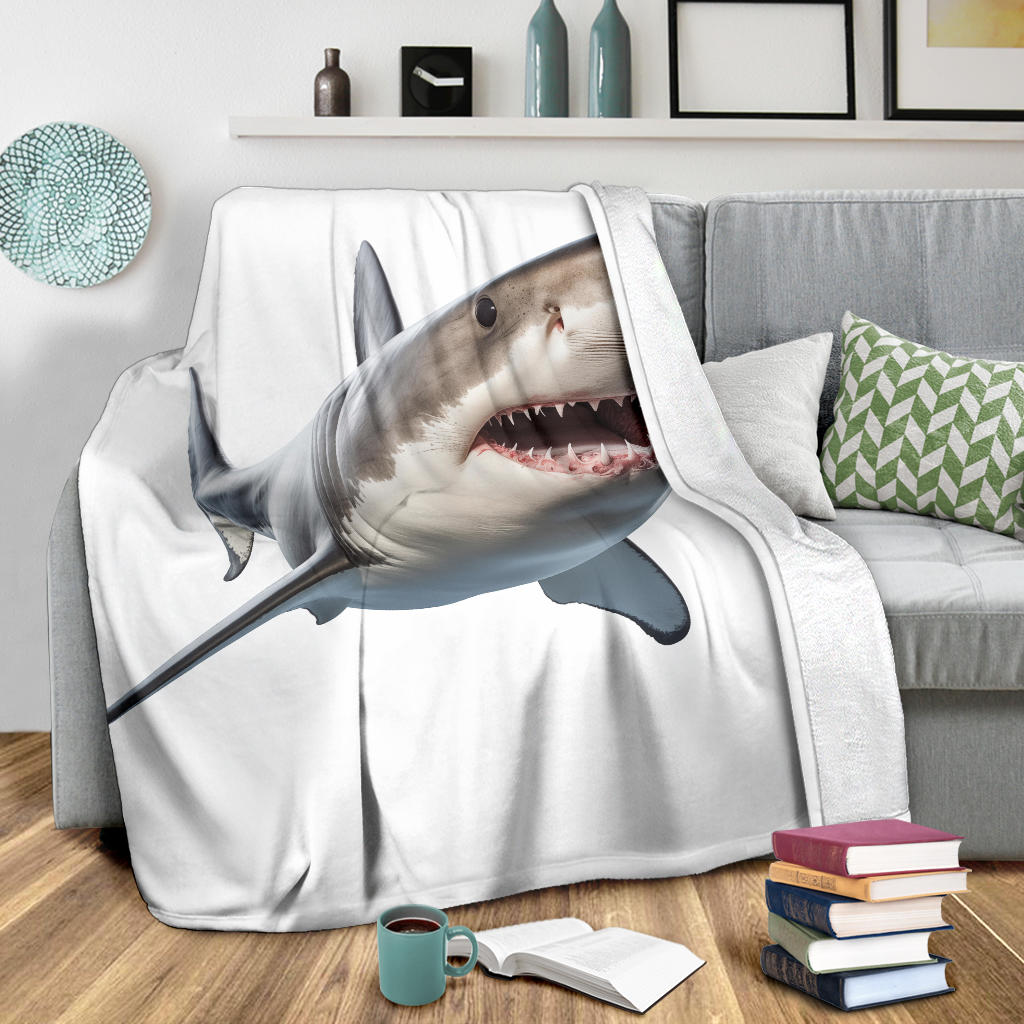 Great White Shark Blanket, Shark Throw Blanket, Shark Fleece Blanket, Shark Gifts, Custom Shark Blanket