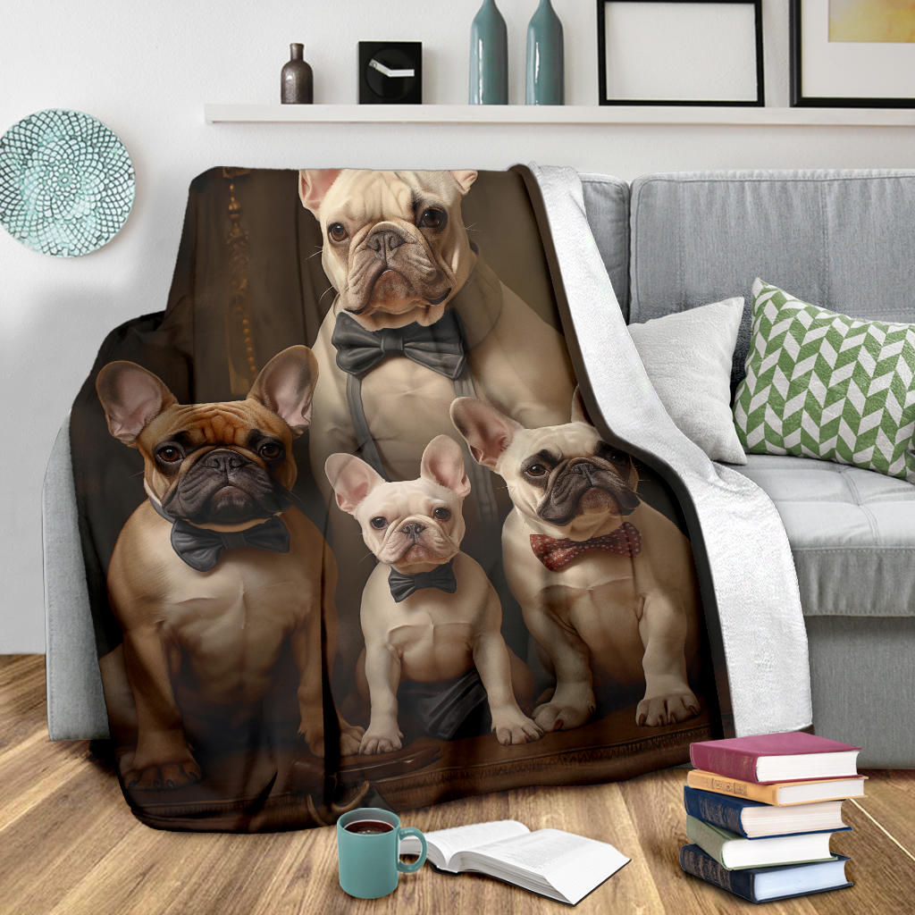 French Bulldog Family Blanket, French Bulldog Throw Blanket, French Bulldog Gifts, French Bulldog Fleece Blanket