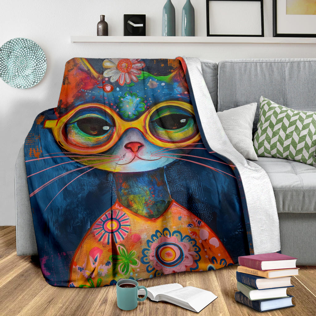 Pixie-bob Cat Blanket, Trippy Psychedelics Pixie-bob Cat Fleece Blanket, Pixie-bob Cat Throw Blanket, Pixie-bob Cat Gifts