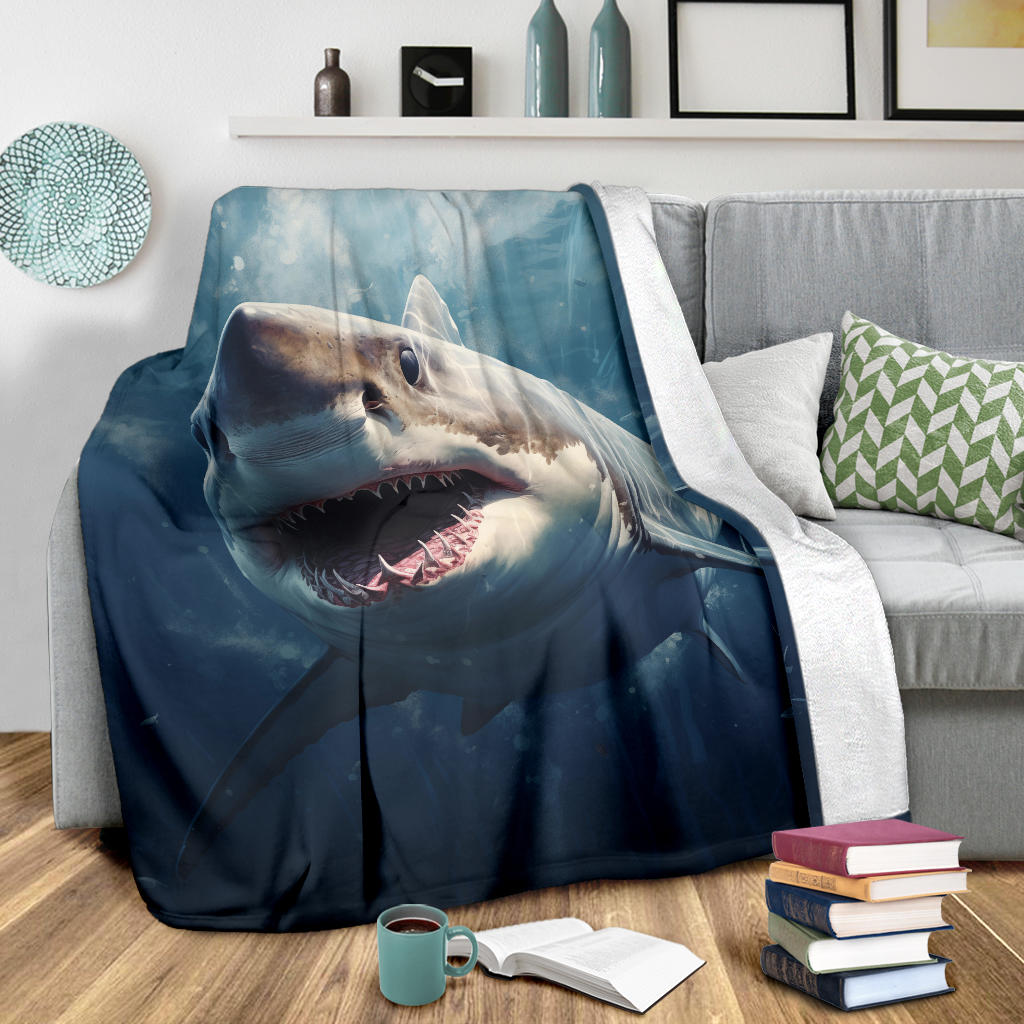 Great White Shark Blanket, Shark Throw Blanket, Shark Fleece Blanket, Shark Gifts, Custom Shark Blanket