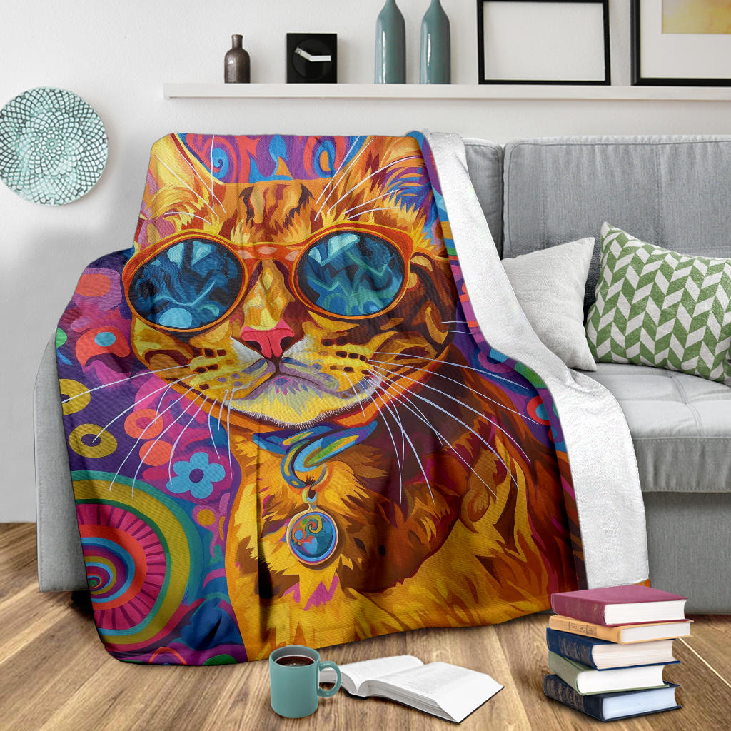 Abyssinian cat Blanket, Trippy Psychedelics Abyssinian cat Fleece Blanket, Abyssinian cat Throw Blanket, Abyssinian cat Gifts