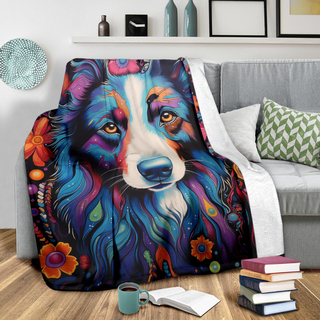 Australian Shepherd Blanket, Australian Shepherd Trippy Psychedelics Blanket, Australian Shepherd Gifts, Australian Shepherd Throw Blanket