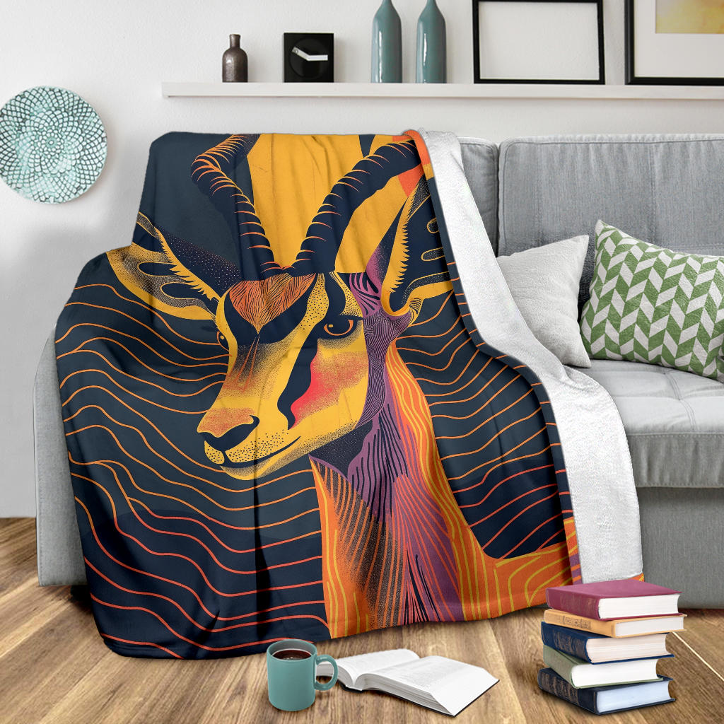 Gazelle animal Blanket, Trippy Psychedelics Gazelle animal Fleece Blanket, Gazelle animal Throw Blanket, Gazelle animal Gifts