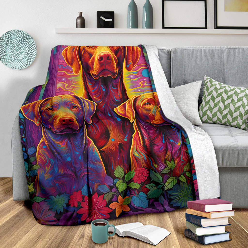 Chesapeake Bay Retrievr  Blanket, Trippy Psychedelics Chesapeake Bay Retrievr Fleece Blanket, Chesapeake Bay Retrievr Throw Blanket, Chesapeake Bay Retrievr Gifts