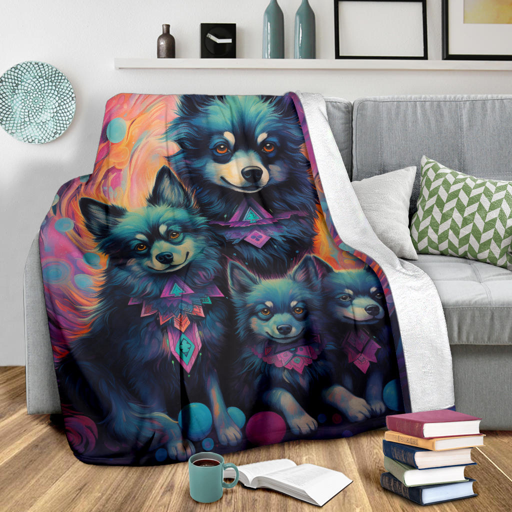 Schipperke Blanket, Trippy Psychedelics Schipperke Fleece Blanket, Schipperke Throw Blanket, Schipperke Gifts