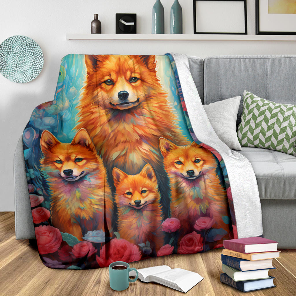 Finnish Spitz Blanket, Trippy Psychedelics Finnish Spitz Fleece Blanket, Finnish Spitz Throw Blanket, Finnish Spitz Gifts