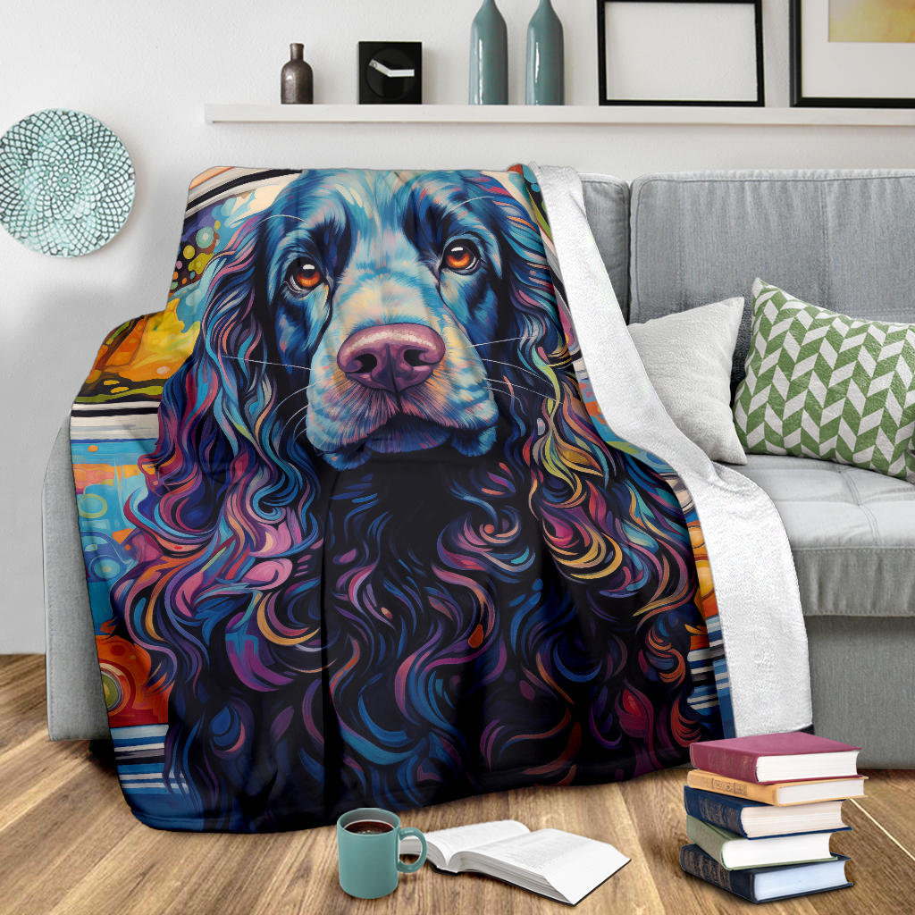 Cocker Spaniel Blanket, Cocker Spaniel Trippy Psychedelics Blanket, Cocker Spaniel Gifts, Cocker Spaniel Throw Blanket