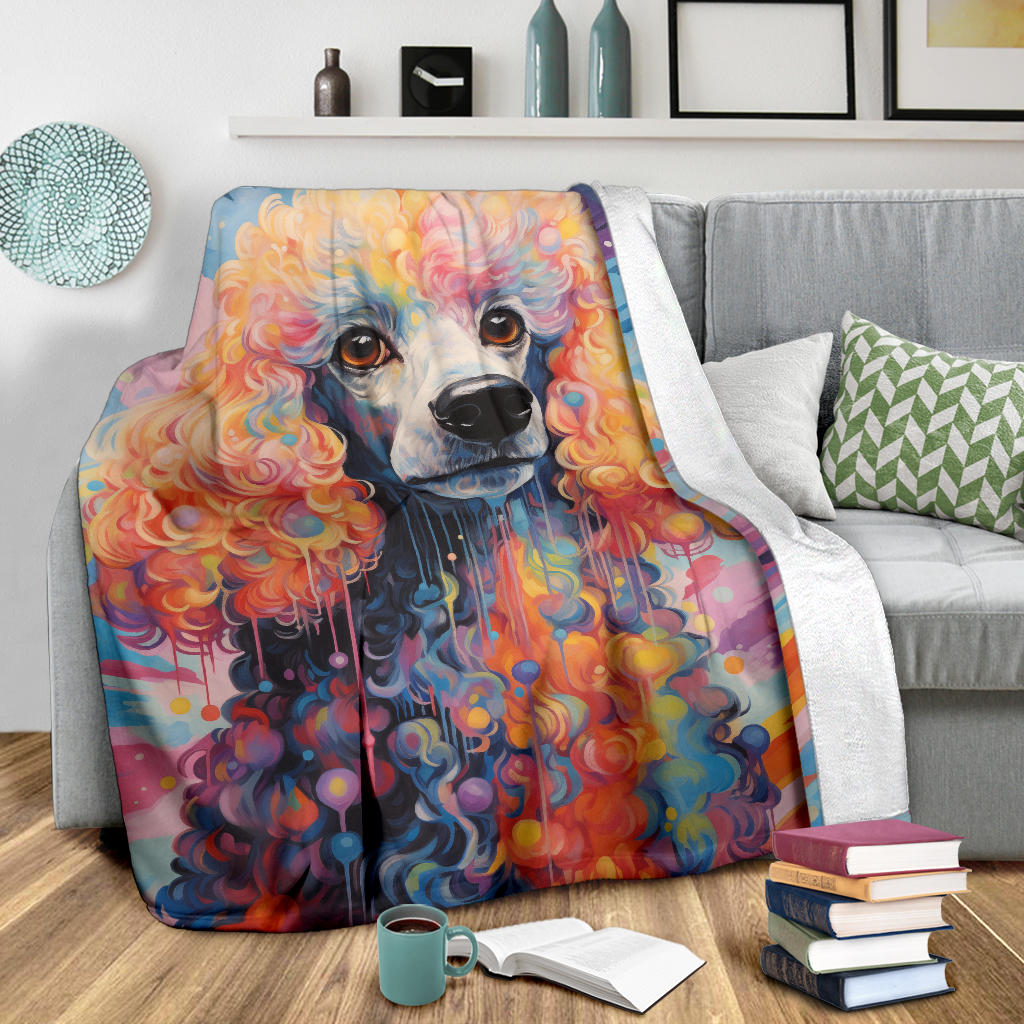 Trippy Psychedelics Poodle Blanket, Poodle Throw Blanket, Poodle Fleece Blanket, Poodle Gifts