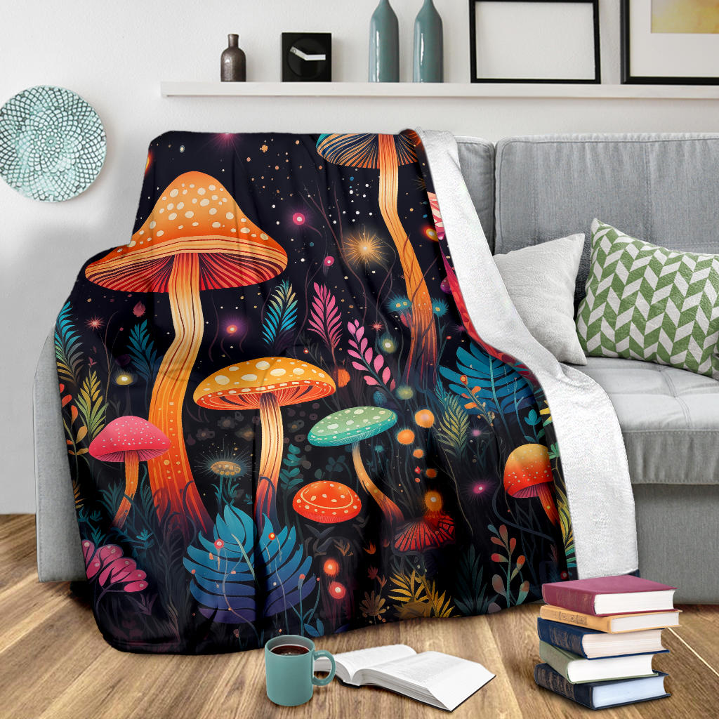 Magic Mushrooms Blanket, Trippy Psychedelics Stars Blanket, Hippie Gifts, Flower Fild Blanket, Festival Blanket, Rave Blanket, Festival Gifts