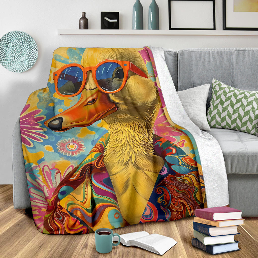 Duck Blanket, Trippy Psychedelics Duck Fleece Blanket, Duck Throw Blanket, Duck Gifts