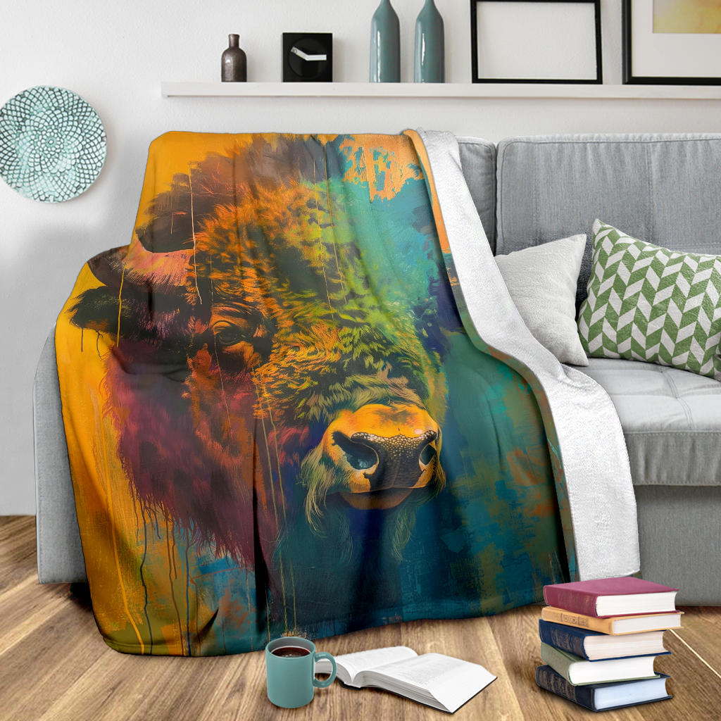 Buffalo Blanket, Trippy Psychedelics Buffalo Fleece Blanket, Buffalo Throw Blanket, Buffalo Gifts