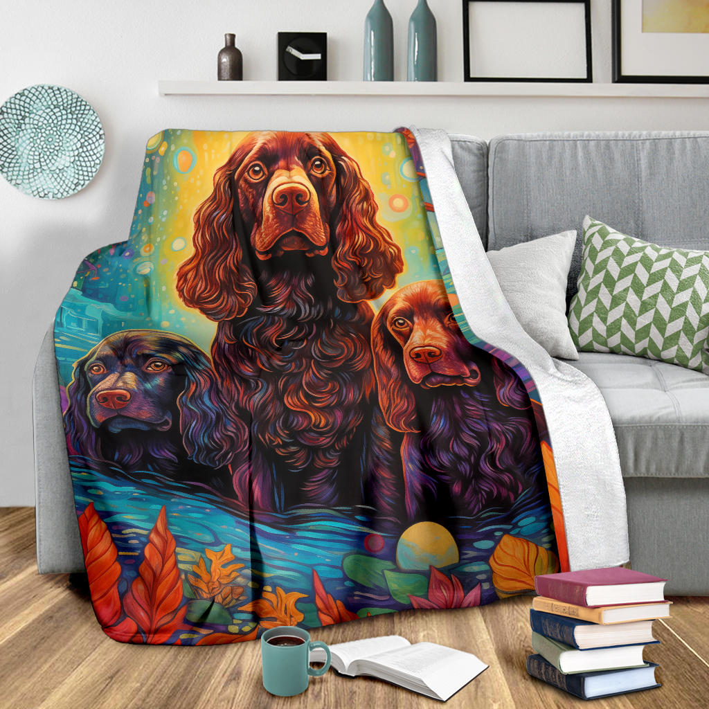 American Water Spaniel Blanket, Trippy Psychedelics American Water Spaniel Fleece Blanket, American Water Spaniel Throw Blanket, American Water Spaniel Gifts