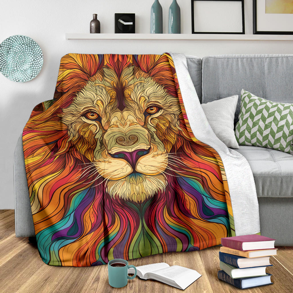 Lion Blanket, Trippy Psychedelics Lion Fleece Blanket, Lion Throw Blanket, Lion Gifts