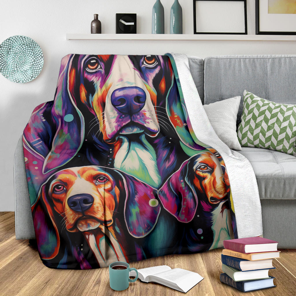 Treeing Walker Coonhound Blanket, Trippy Psychedelics Treeing Walker Coonhound Fleece Blanket, Treeing Walker Coonhound Throw Blanket, Treeing Walker Coonhound Gifts