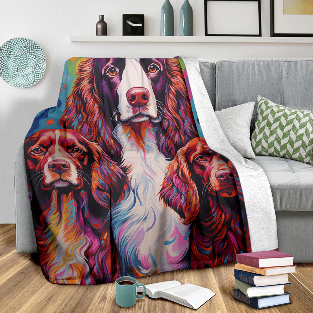 Welsh Springer Spaniel Blanket, Trippy Psychedelics Welsh Springer Spaniel Fleece Blanket, Welsh Springer Spaniel Throw Blanket, Welsh Springer Spaniel Gifts