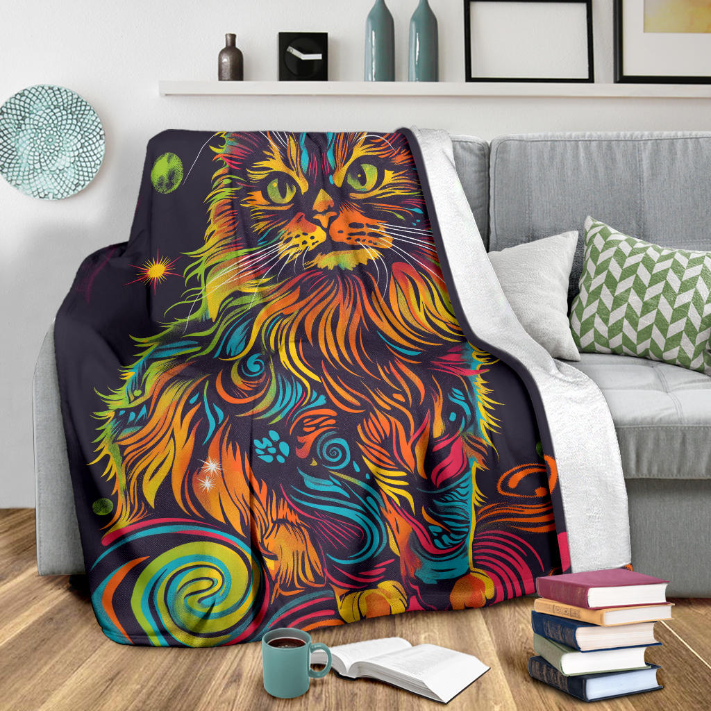 Ragamuffin Cat Blanket, Trippy Psychedelics Ragamuffin Cat Fleece Blanket, Ragamuffin Cat Throw Blanket, Ragamuffin Cat Gifts