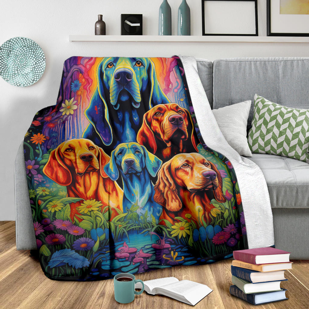 Bloodhound Blanket, Trippy Psychedelics Bloodhound Fleece Blanket, Bloodhound Throw Blanket, Bloodhound Gifts