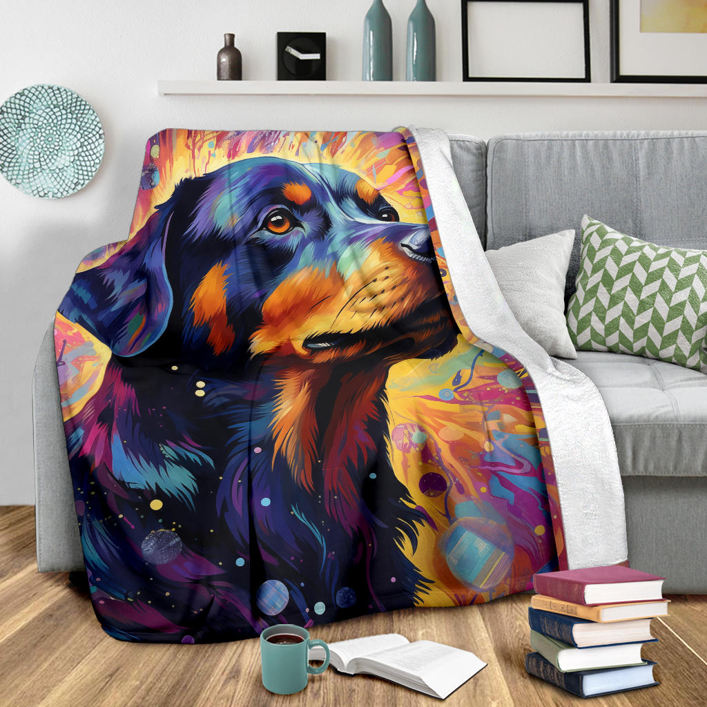 Trippy Psychedelics Rottweiler Blanket, Rottweiler Throw Blanket, Rottweiler Fleece Blanket, Rottweiler Gifts