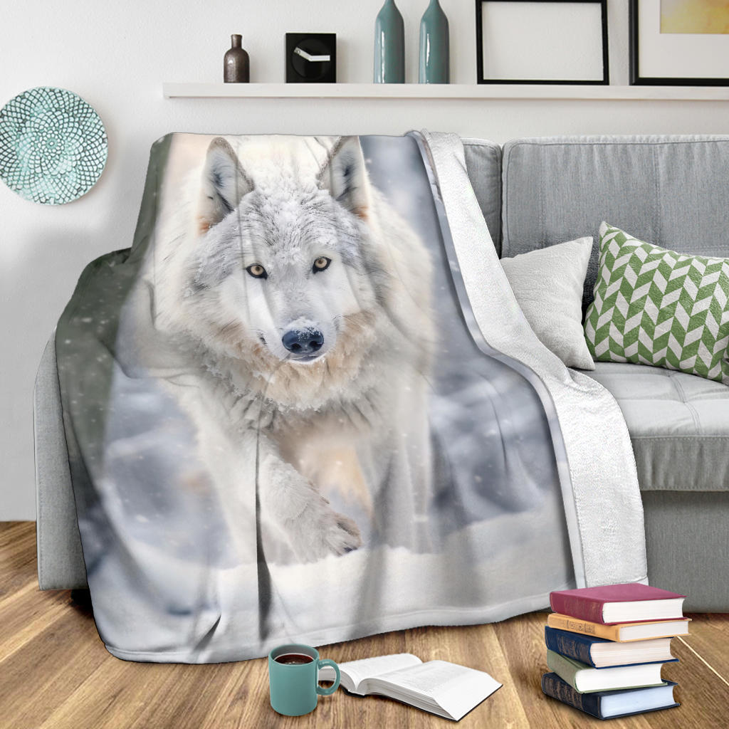 Wolf Blanket Wolf in Winter Blanket