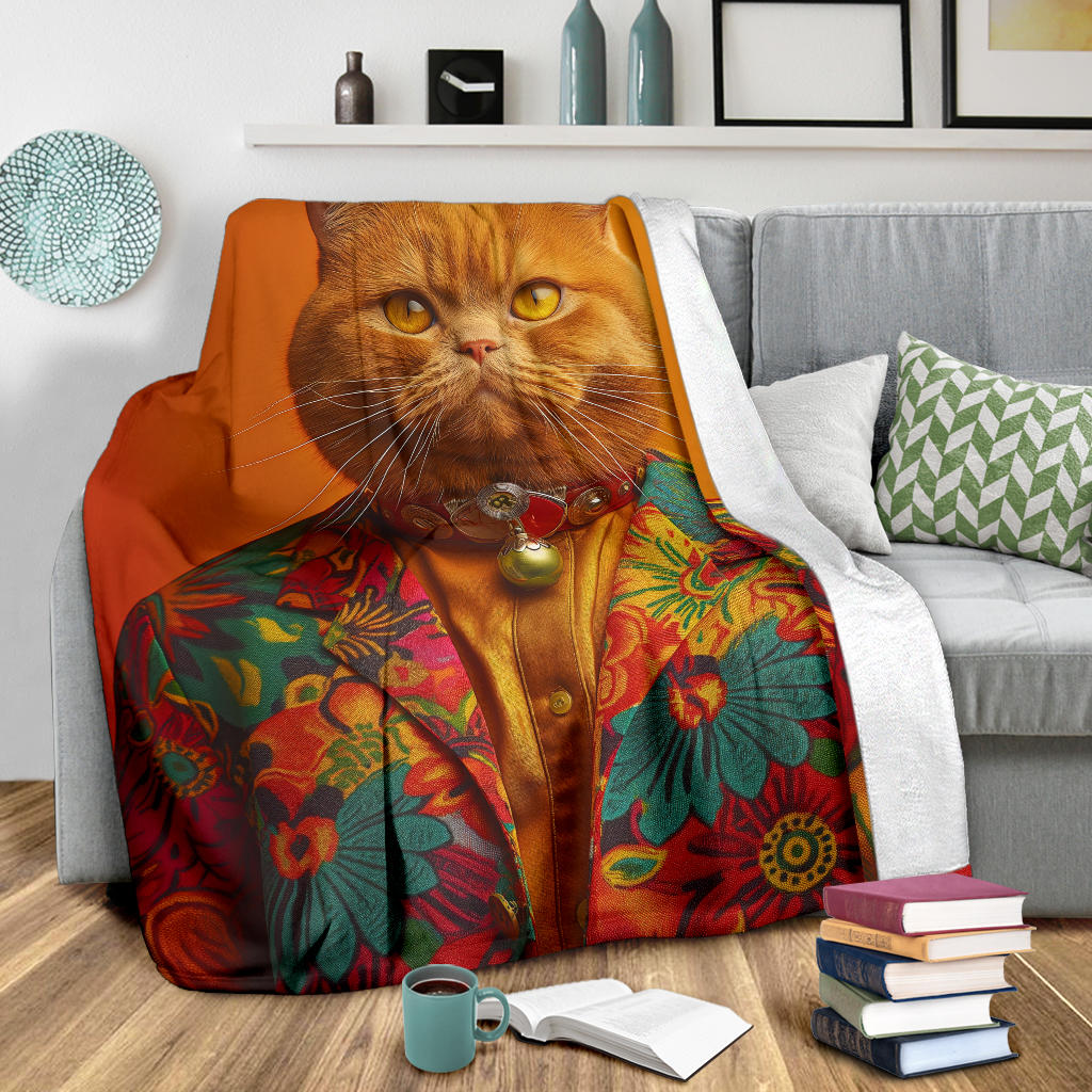 British Shorthair cat Blanket, Trippy Psychedelics British Shorthair cat Fleece Blanket, British Shorthair cat Throw Blanket, British Shorthair cat Gifts