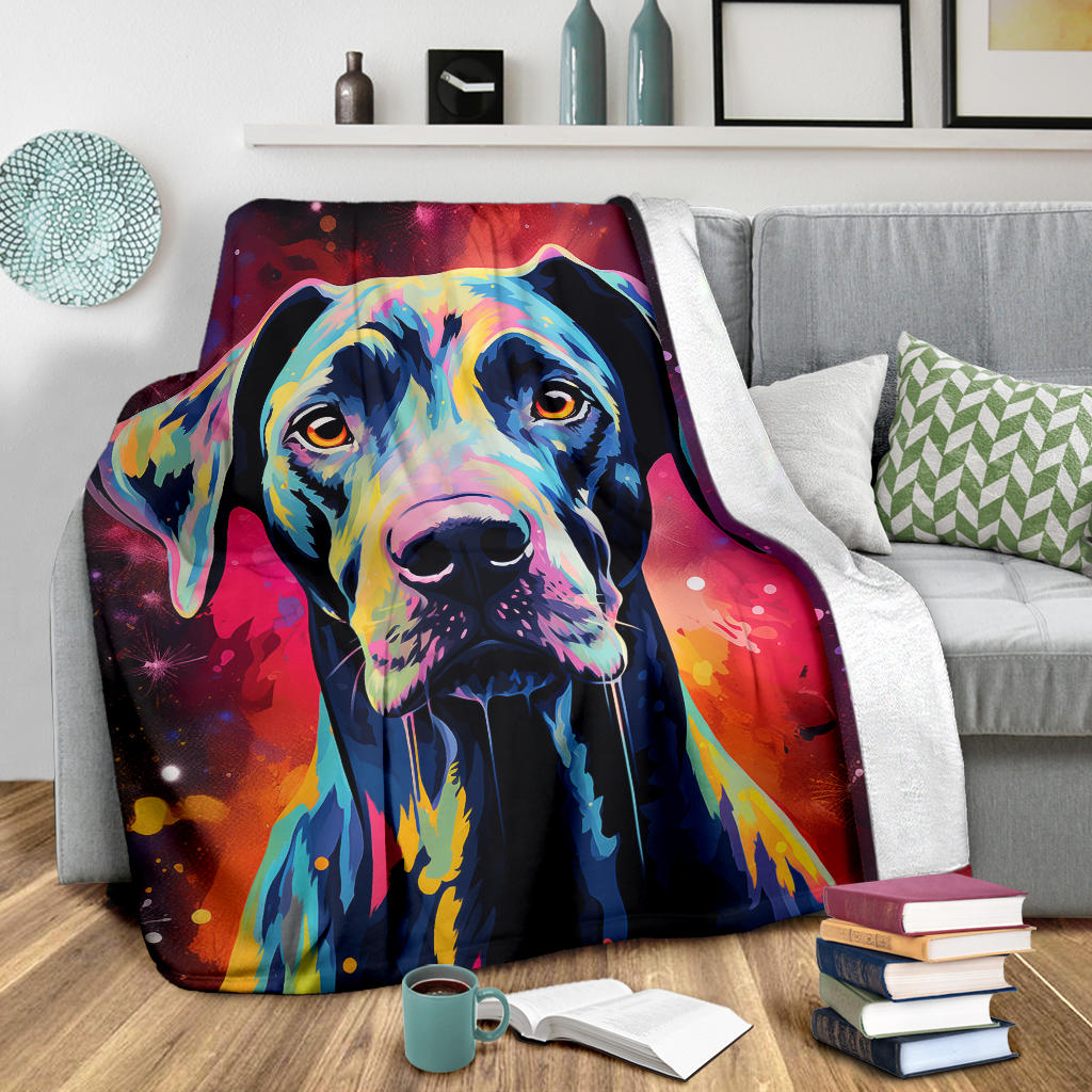 Trippy Psychedelics Great Dane Blanket, Great Dane Fleece Blanket, Great Dane Throw Blanket, Great Dane Gifts