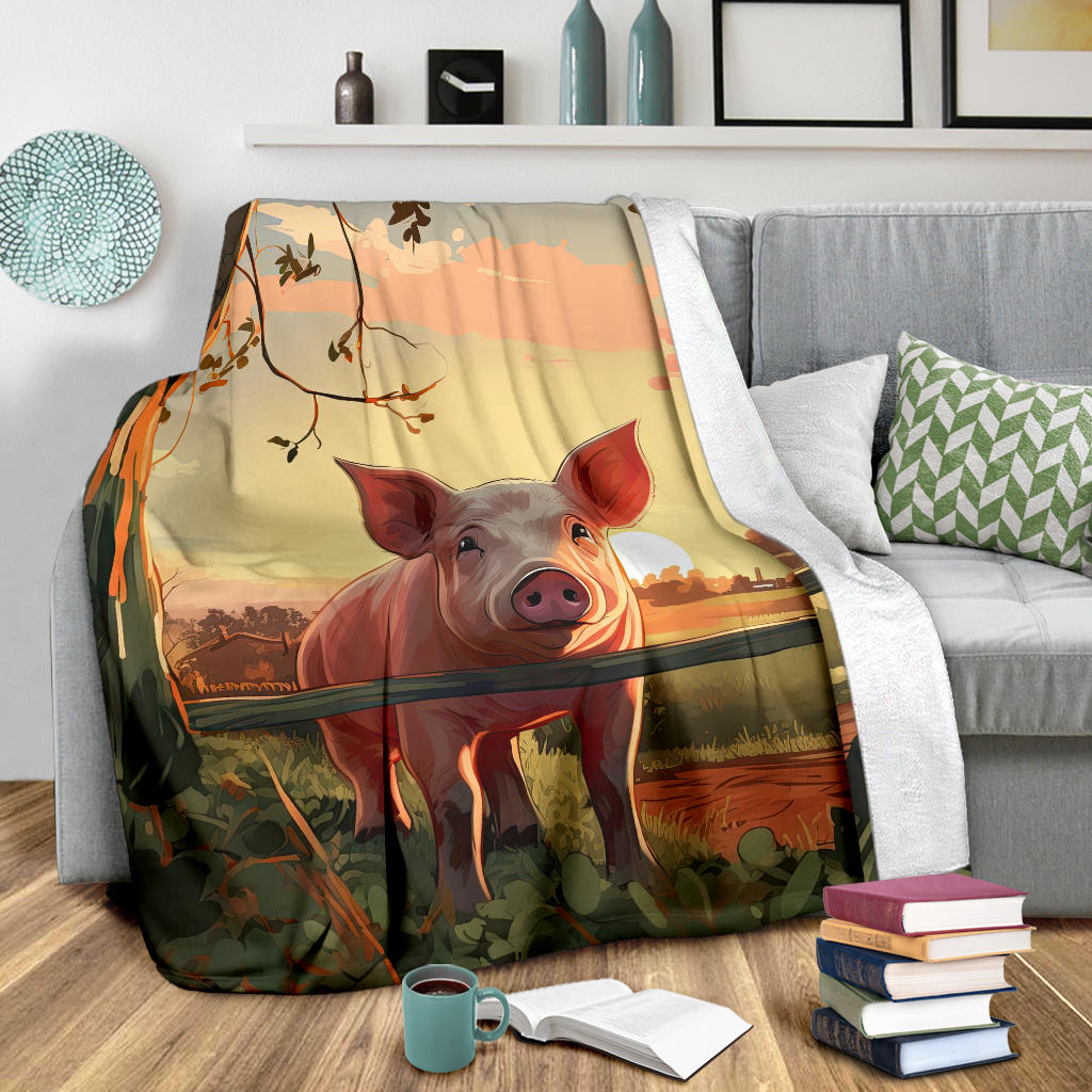 Pig Sunset Blanket