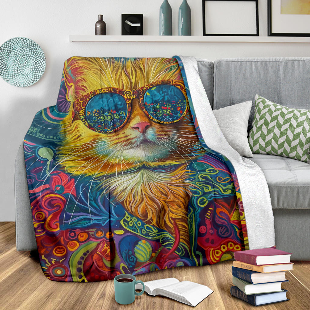 Ragamuffin Cat Blanket, Trippy Psychedelics Ragamuffin Cat Fleece Blanket, Ragamuffin Cat Throw Blanket, Ragamuffin Cat Gifts