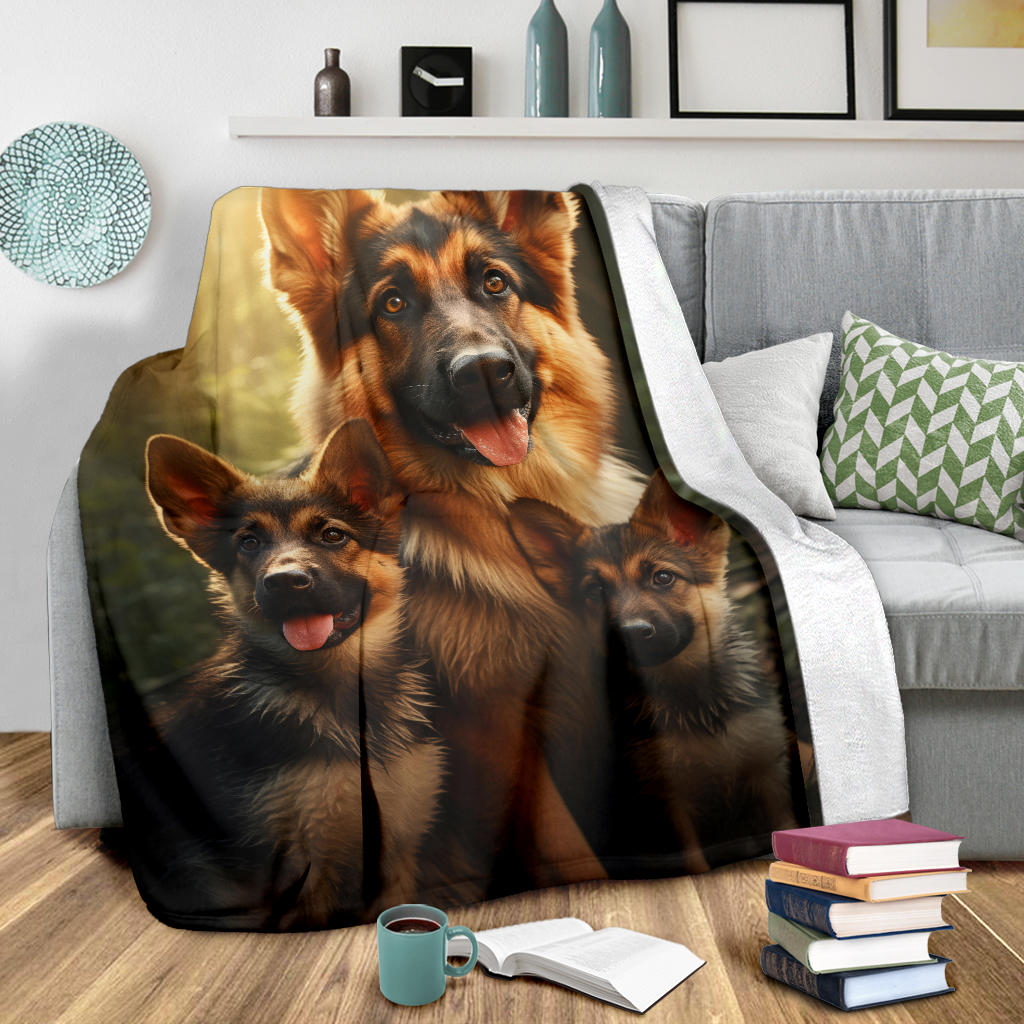 German Shepherd Family Blanket, German Shepherd Gifts, German Shepherd Throw Blanket, German Shepherd Fleece Blanket