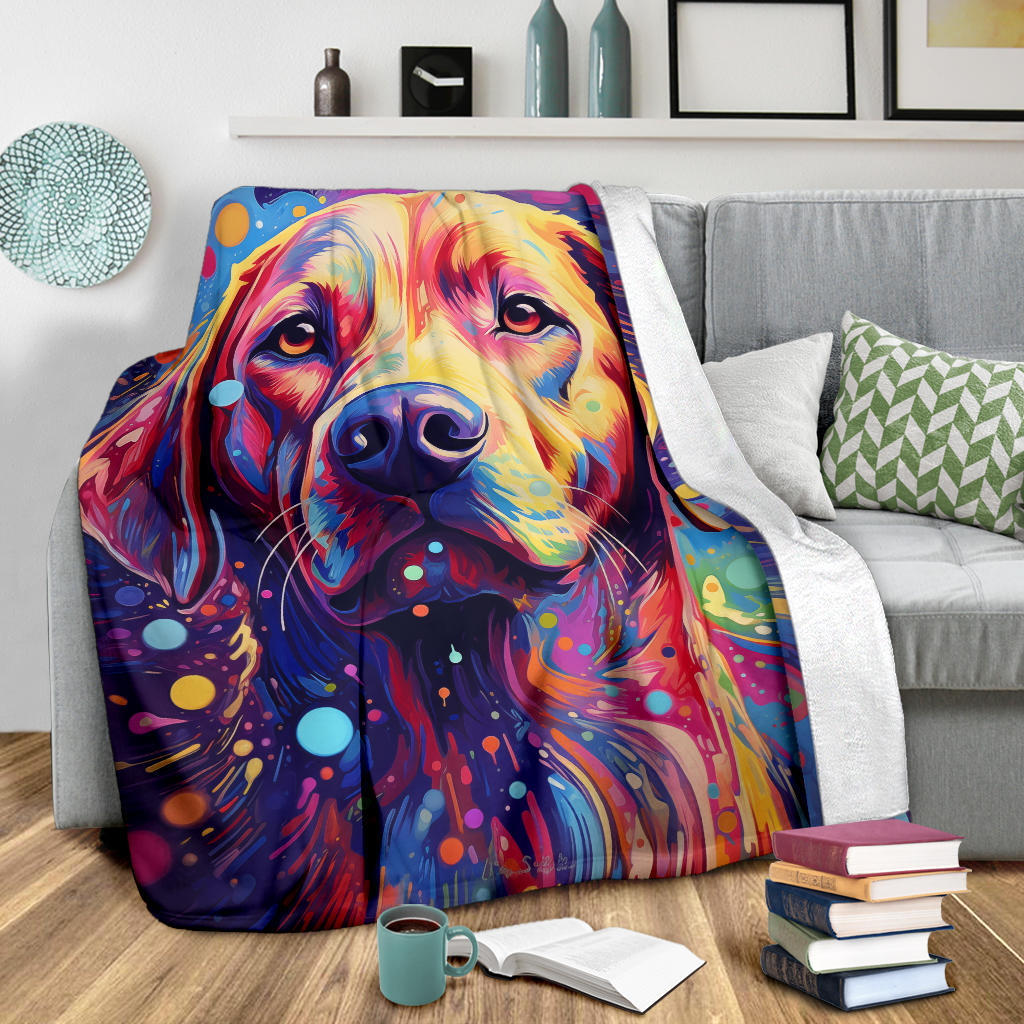 Trippy Psychedelics Labrador Retriever Blanket, Labrador Retriever Throw Blanket, Labrador Retriever Fleece Blanket, Labrador Retriever Gift