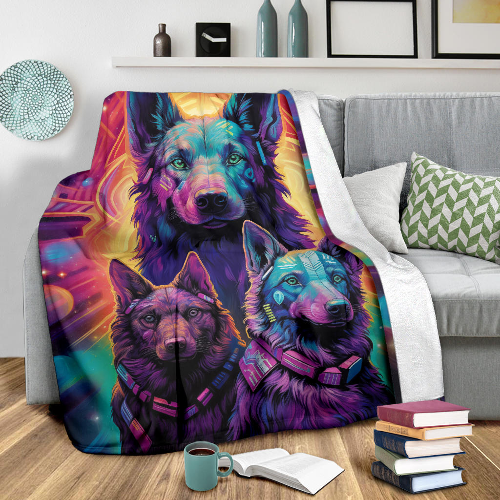 Dutch Shepherd Blanket, Trippy Psychedelics Dutch Shepherd Fleece Blanket, Dutch Shepherd Throw Blanket, Dutch Shepherd Gifts