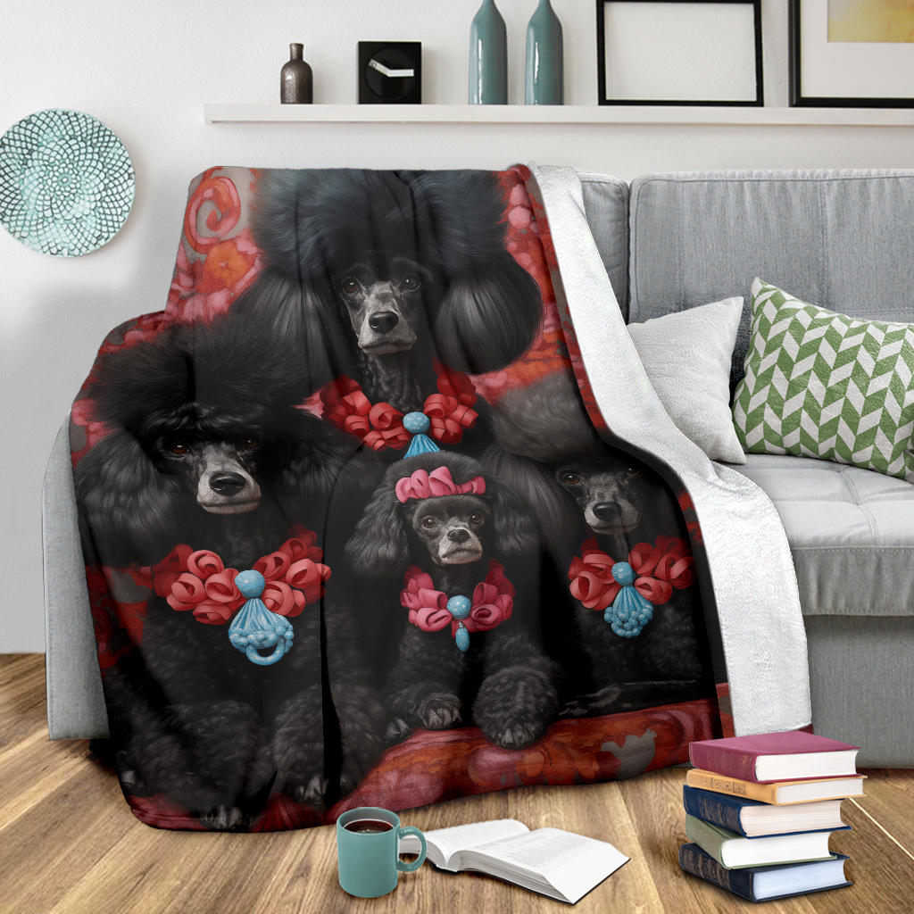 Poodle Family Blanket, Poodle Gifts, Poodle Fleece Blanket, Poodle Throw Blanket