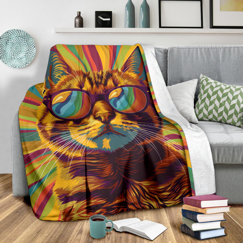 Bengal cat Blanket, Trippy Psychedelics Bengal cat Fleece Blanket, Bengal cat Throw Blanket, Bengal cat Gifts