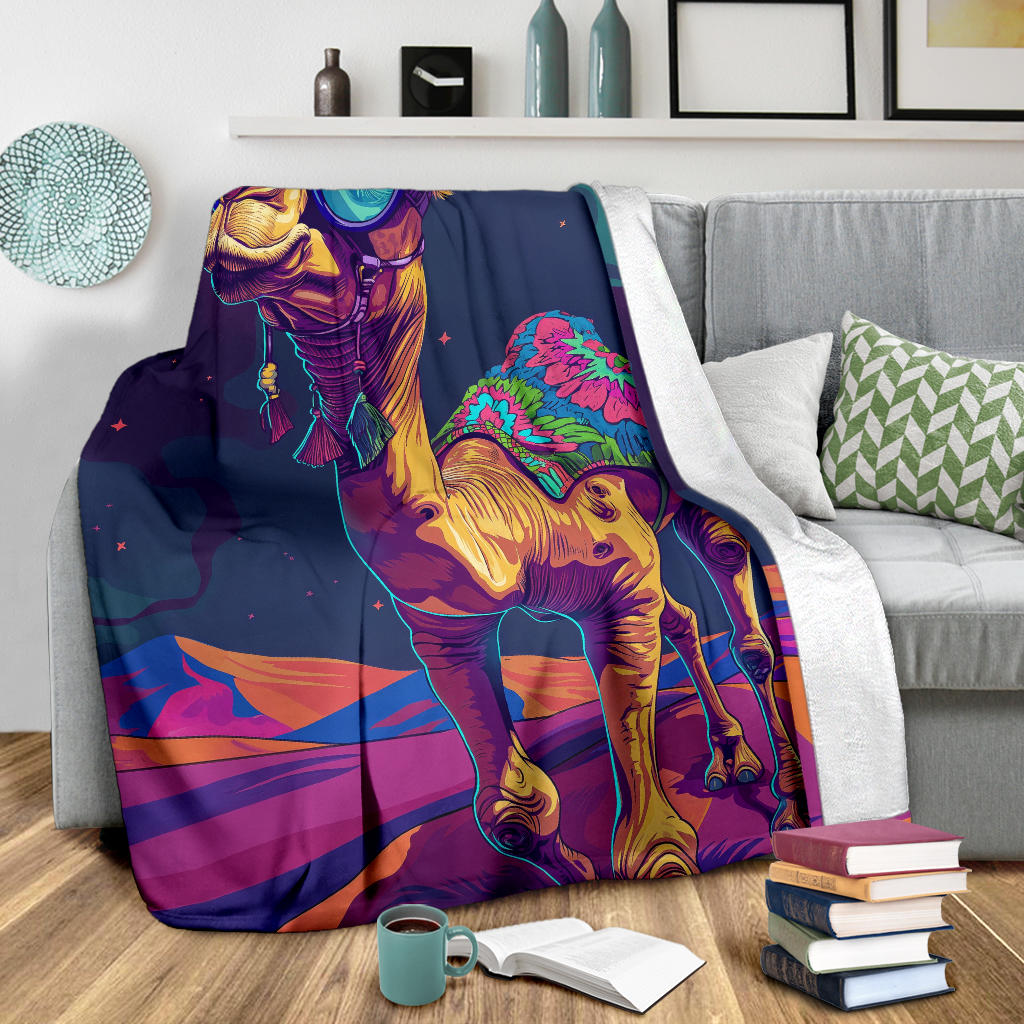 Camel Blanket, Trippy Psychedelics Camel Fleece Blanket, Camel Throw Blanket, Camel Gifts